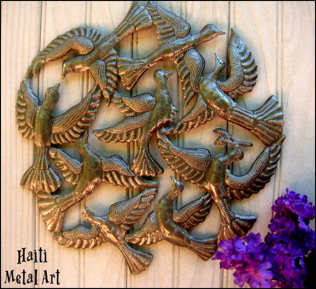 Birds wall hanging, Haiti Metal Art - Recycled steel drum art